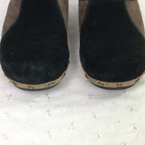Sanita Black Brown Color Block Suede Studded Slip On Clog Women’s Size 37 - Picture 3 of 14
